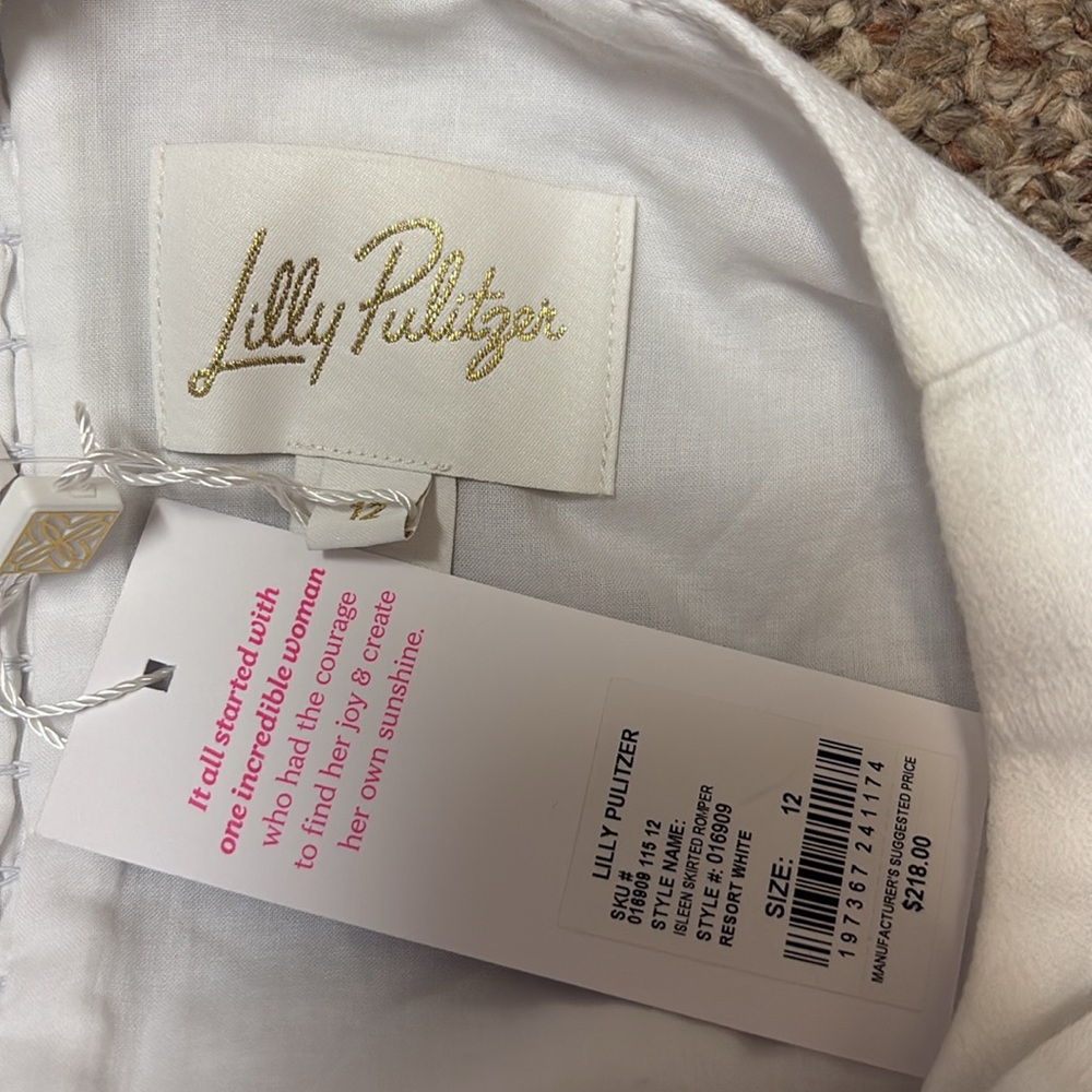 LILLY PULITZER WHITE ISLEEN SKIRTEED ROMPER DRESS NWT $220 12 - Picture 13 of 13